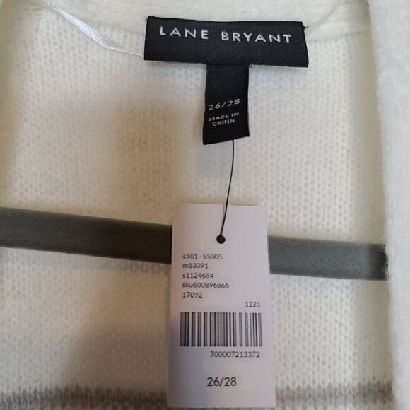 26 28 Lane Bryant Gray Stripe Long Sleeve Cardigan Open Front Reglan Sleeve - Picture 4 of 8